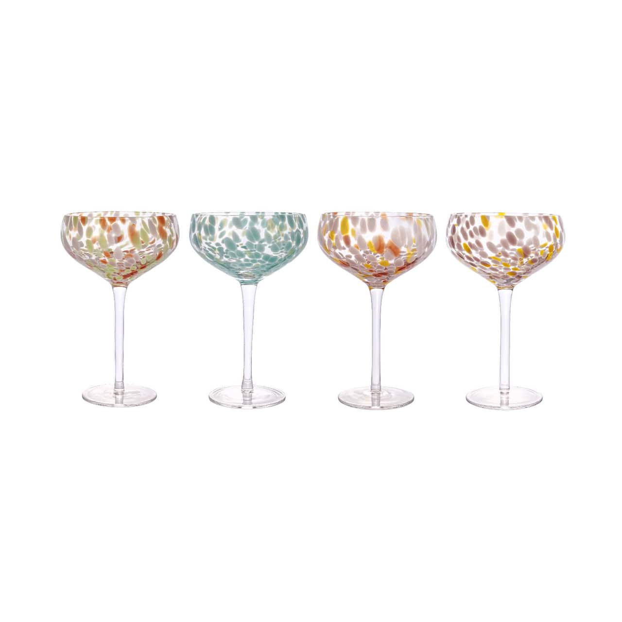 Hello Honey® 7" Speckle Round Stemmed Champagne Coupe Glass Set